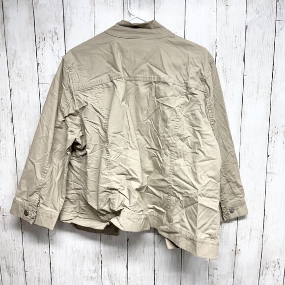 Christopher & Banks Jacket Women XL Tan Collared Utility Pockets Casual Rugged - Picture 7 of 7